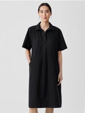 Eileen Fisher Black Minimalist Poplin Dress